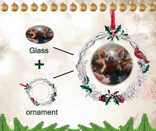 Cute Pig Christmas Ornament - Festive Glass Holiday Decor for Tree & Wreath