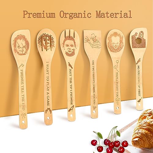 Halloween Bamboo Spoons Set of 7 - Character Halloween Decor & Kitchen Utensils