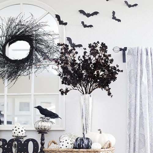 Black Baby's Breath Artificial Flowers - Long Stem Faux Gypsophila Bouquet, 6 Pack for DIY Fall and Halloween Decor