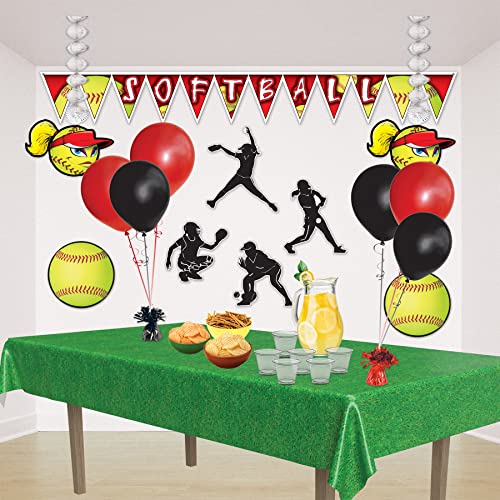 Softball Silhouette Cutouts 12-Pack - Sports Theme Birthday Decorations