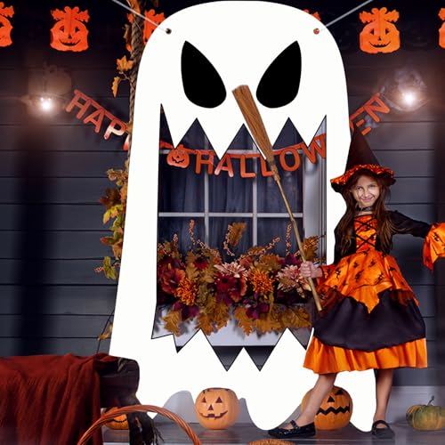 Halloween Ghost Porch Banner - Spooky Hanging Door Decoration - Ghost Variation