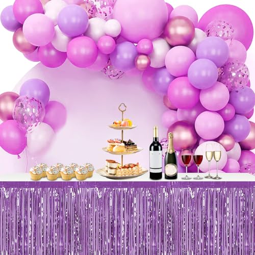 Light Purple Foil Fringe Table Skirt - 29x108 Inch Party Decor 3 Pack