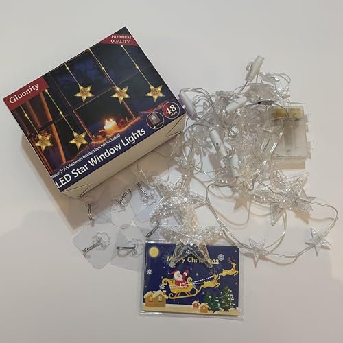Battery Operated Christmas Window Lights with 46 LEDs & 8 Modes – Stars & Sparkling Decor