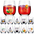 Halloween Wine Glass Set - Spooky 12oz Stemless Drinking Cups for Party, Gift, Halloween Decor