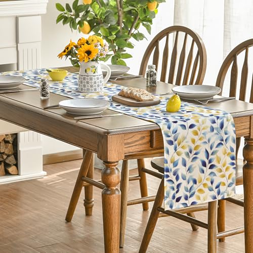 Summer Blue Table Runner 13x90 Inch - Seasonal Polyester Dining Decor