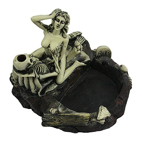 Skull Cigar Ashtray Halloween Decor Large Resin Stand for Indoor Outdoor Use