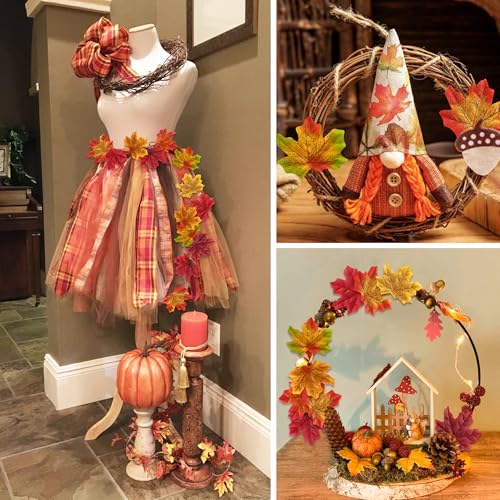 Artificial Maple Leaves Fall Decor Set 320 Pieces for Thanksgiving Halloween Weddings Crafts