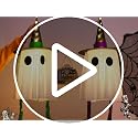 Halloween Ghost Decorations Lights Set of 3 Hanging Witch Hat Light Decor - Variation: Ghosts
