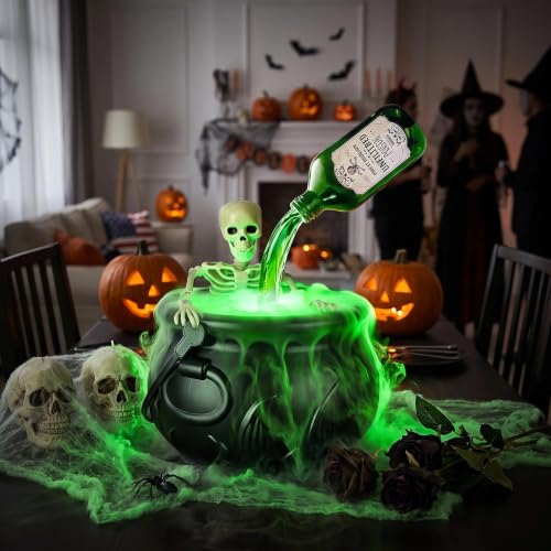 Halloween Decorative Plastic Cauldron with Floating Potion Effect - Black