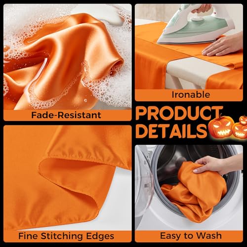 Orange Satin Table Runner 12 x 108 Inch Set of 4 - Reusable Fall & Boho Decor