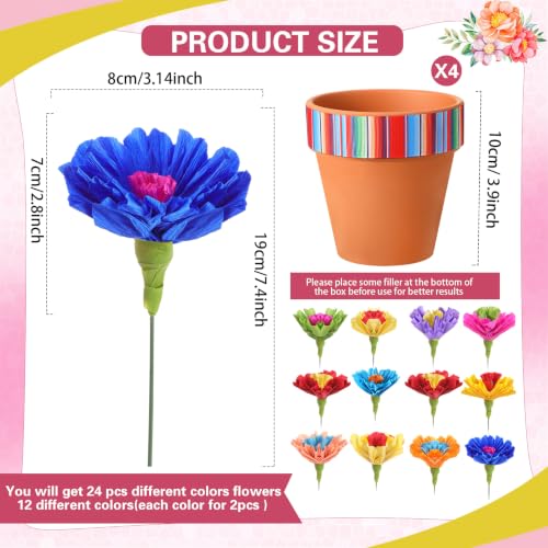 YooNotee 24 Pcs Mexican Fiesta Decorations Clay Pot Centerpieces - Vibrant Colors