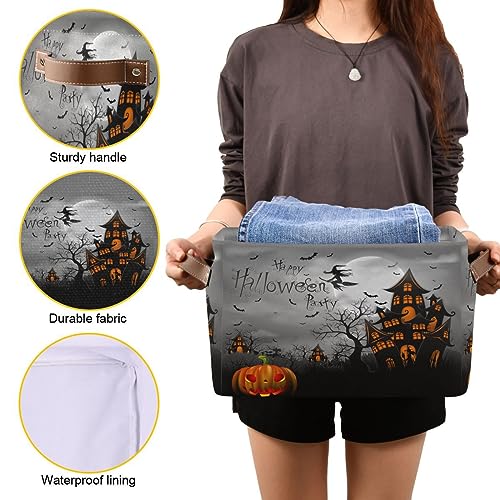 Halloween Spooky Witch Castle Storage Basket Set - 1 Pack, Black Bat Ghost Pumpkin