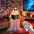Standing Reading Ghost Halloween Decoration with Lights - 80cm Whimsical Ghost with Book & 8 Lighting Modes - Battery Operated, Weighted Base, Remote Control