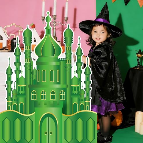 Large Emerald Green Castle Cardboard Cutout for Halloween & Party Decorations - 3.3ft Stand Up Photo Backdrop