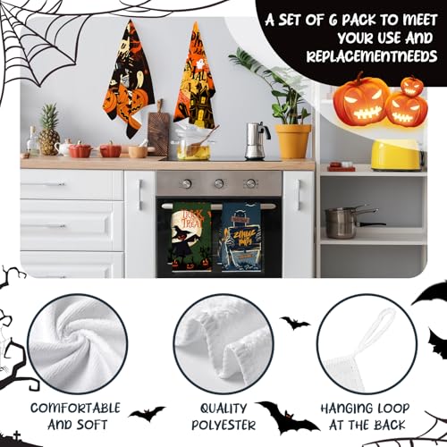 Pumpkin Ghost Halloween Kitchen Towels - Boo Halloween Dish Towels - 6 Pieces