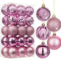 Hollyone Bubblegun Pink Christmas Ornaments Set - 30 Shatterproof Balls for Tree & Holiday Decor