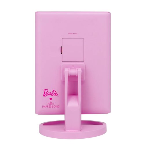 Impressions Vanity Barbie LED Trifold Makeup Mirror with Magnification, 3 Way View Portable Desk Mirrors with Dimmable Tri Tone Lighting, Tilt Adjustable Stand, and Touch Switch