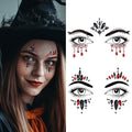 A-2p Halloween Face Jewels Gems Rhinestone Crystal Body Stickers - Black & Red