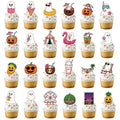 24PCS Halloween Cupcake Toppers Ghost Pumpkin Tropical Party Decorations