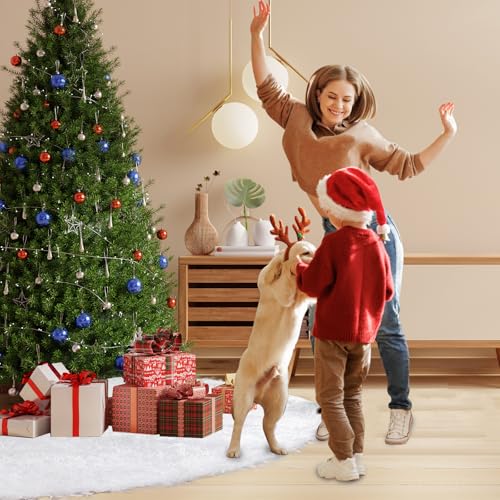 48 Inch White Faux Fur Christmas Tree Skirt for 7.5-9 Ft Trees - Holiday Decor