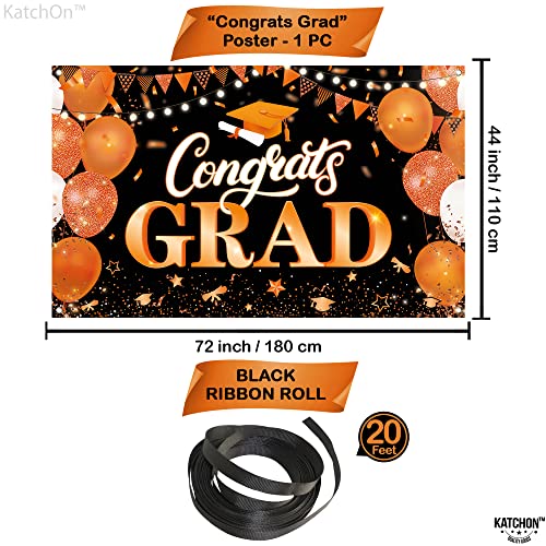 Orange Graduation Banner & Fringe Backdrop Set for Parties and Celebrations