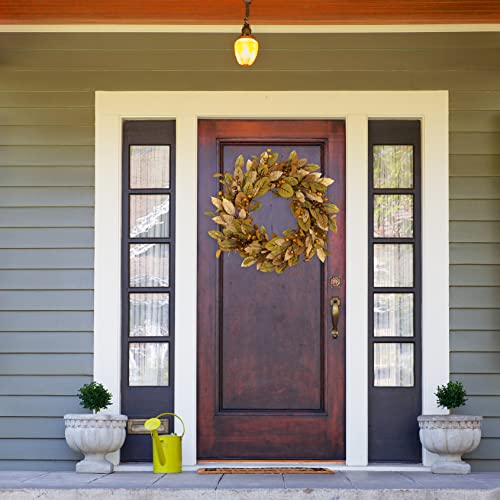 Fall Wreath 20 Inch Autumn Front Door Decor with Magnolia Leaves and Pomegranate