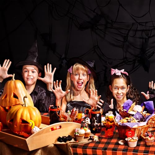Halloween Plastic Tablecloth 54x108 Inch Rectangular Disposable Checkered Orange Black - Vedran 3 Pack