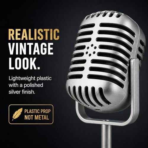 2PCS Silver Retro Microphone Prop Fake Party Microphone - Vintage Stage Accessory