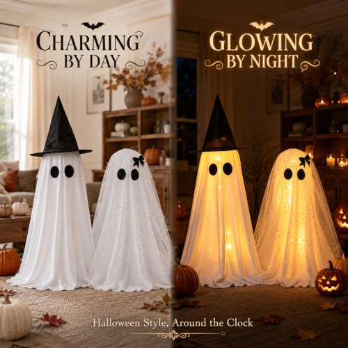 Lighted Ghost Halloween Decoration with 8 Modes & Remote Control