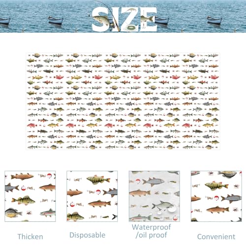 Fish Tablecloths 4 Pack - Fishing Birthday Party Decorations, 54x108 Inches - Fish Variation