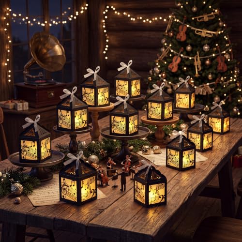 Black Musical Note Centerpieces - 15 Pcs Music Lanterns for Party & Wedding Decor