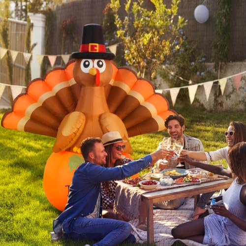 Turkey Inflatable Outdoor Decoration with LED Lights - 4.92 ft, Thanksgiving Yard Decor - Variation: Turkey