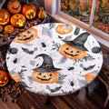 Halloween Round Fitted Tablecloth for 54-60 Inch Tables - Pumpkin Head Design