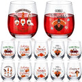 Fall Thanksgiving 12 oz Stemless Wine Glasses Set - 12 Pcs Festive Design