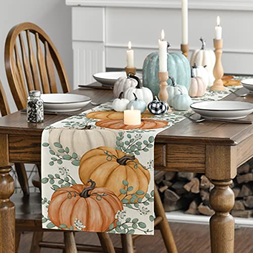 13x108 Inch Fall Table Runner - Orange Polyester Home Decor