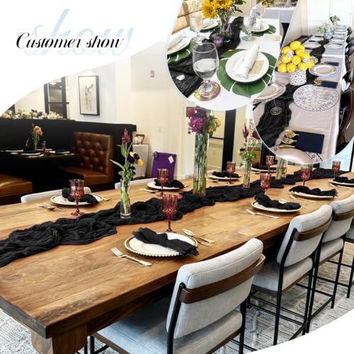 Black Cheesecloth Table Runner 17x108 Inches - 6 Pack Boho Wedding Party Decor