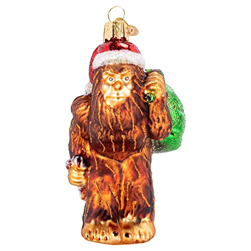 Santa Sasquatch Glass Blown Ornament - Handcrafted Holiday Tree Decoration - One Size