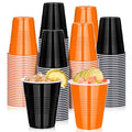 Halloween Fall Plastic Cups Bulk 100 pcs - Black & Orange 12oz Disposable Party Drinkware with Variation Black & Orange / 100