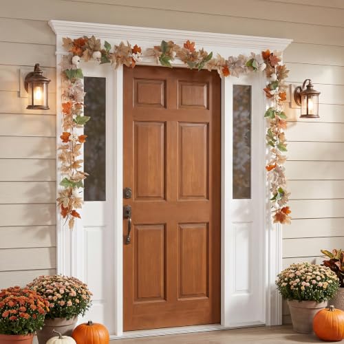 Autumn Maple Leaf Pumpkin Berry Garland - Fall Decor Wreath
