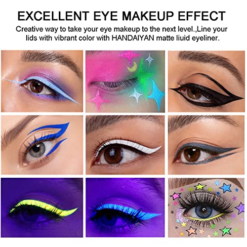 UV Neon Matte Liquid Eyeliner Set - 12 Colors, Waterproof & Smudgeproof, Set C