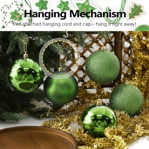 Green Shatterproof Christmas Ornaments Set - 24pcs 4cm Holiday Decor