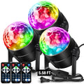 3 Pack Disco Ball Party Lights - Sound Activated LED Stage Lights with 7 Modes & Remote