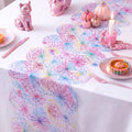 Irenare Iridescent Spider Web Table Runner - Halloween Pastel Decor, 14x70 Inches - Variation 1