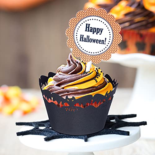 Halloween Cupcake Wrappers Set - Spiderweb Castle Laser Cut Paper 96 pcs