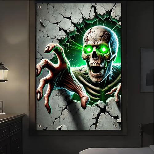 Halloween Creepy Doll Window Cover - 31x47 Inch Polyester Decor
