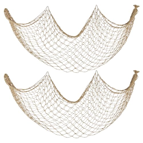 X Large Fish Net Decor 5x10 Ft - Caramel 2-Pack Nautical Beach Party Decor