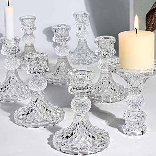 Gold Tealight Candle Holders Set with Crystal Clear Candlestick Holders - 24Pcs