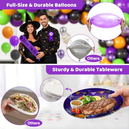 Purple Halloween Baby Shower Decorations Kit - 286Pcs Baby Is Brewing Theme