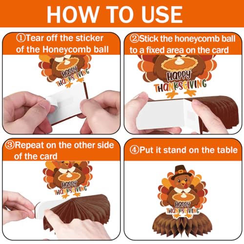 Thanksgiving Give Thanks Honeycomb Centerpieces Set - Fall Table Decor, 9 Pcs