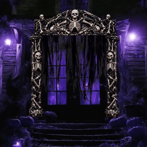 Halloween Skull Swamp Cemetery Porch Banner Set - Black, 4 Pieces